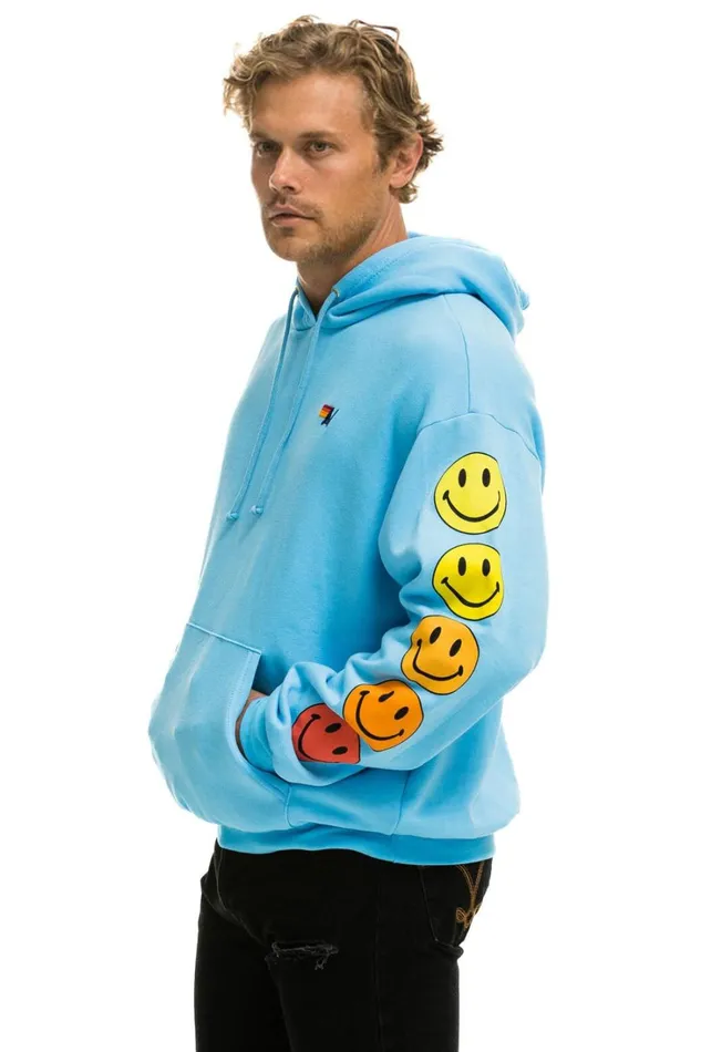 WomenMen Tops Aviator Nation SMILEY SUNSET RELAXED PULLOVER HOODIE 8211 SKY WomenMen Tops Aviator Nation SMILEY SUNSET RELAXED PULLOVER HOODIE 8211 SKY