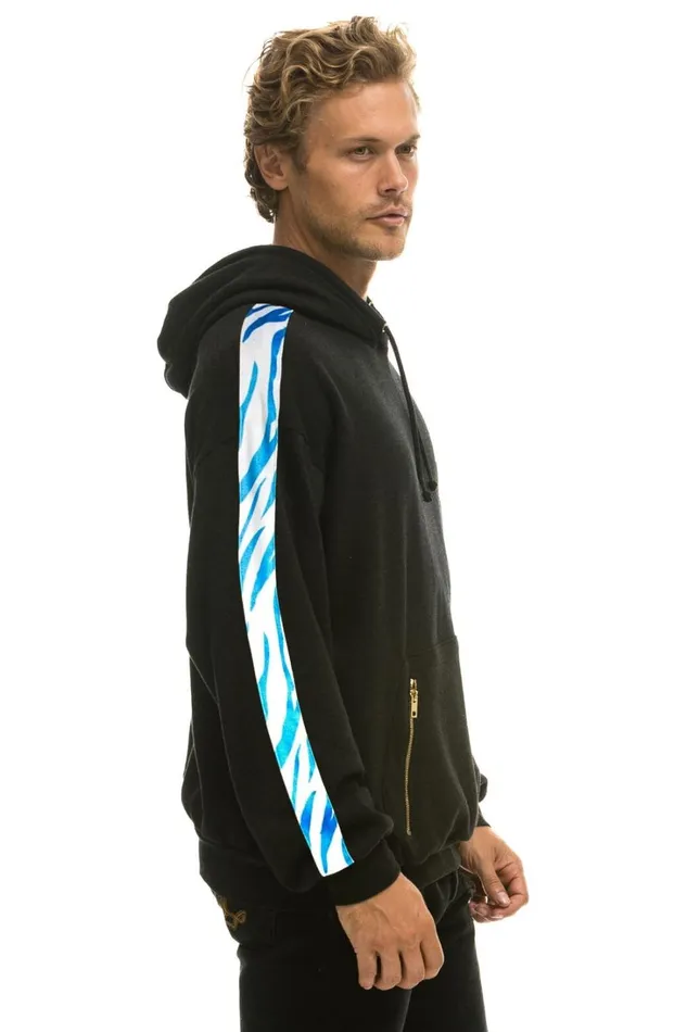 WomenMen Tops Aviator Nation TIGER STRIPE RELAXED PULLOVER HOODIE 8211 BLACK BLUE TIGER WomenMen Tops Aviator Nation TIGER STRIPE RELAXED PULLOVER HOODIE 8211 BLACK BLUE TIGER