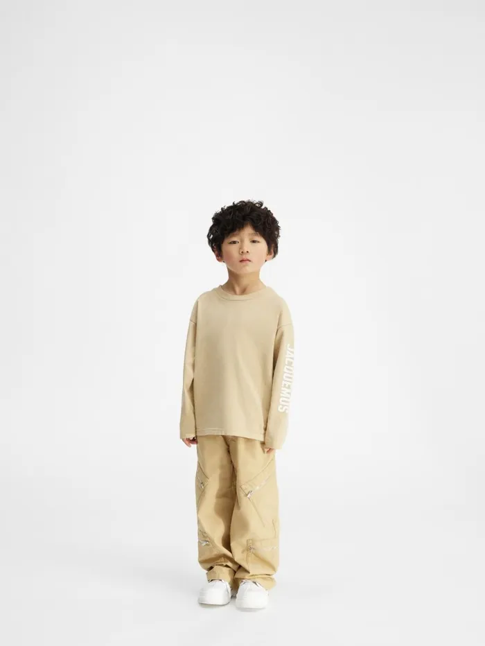 WomenMen Tops JACQUEMUS The Kids039 Longsleeve Tshirt Dark Beige
