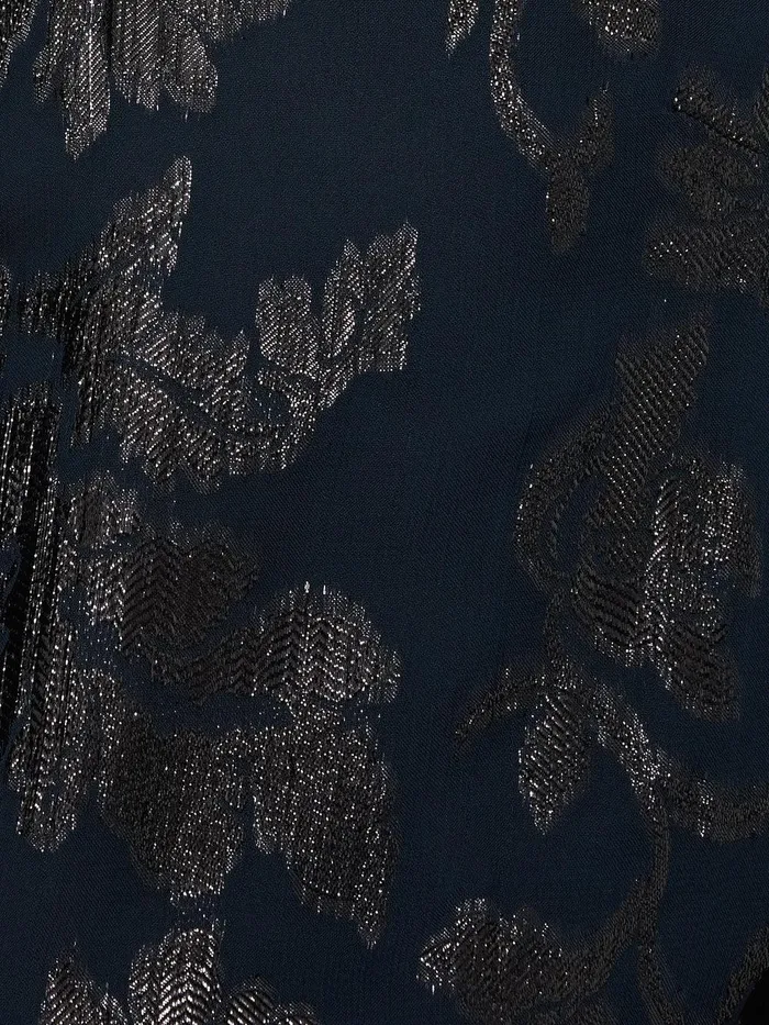Women Metallic Jacquard Top Navy Jigsaw Coords