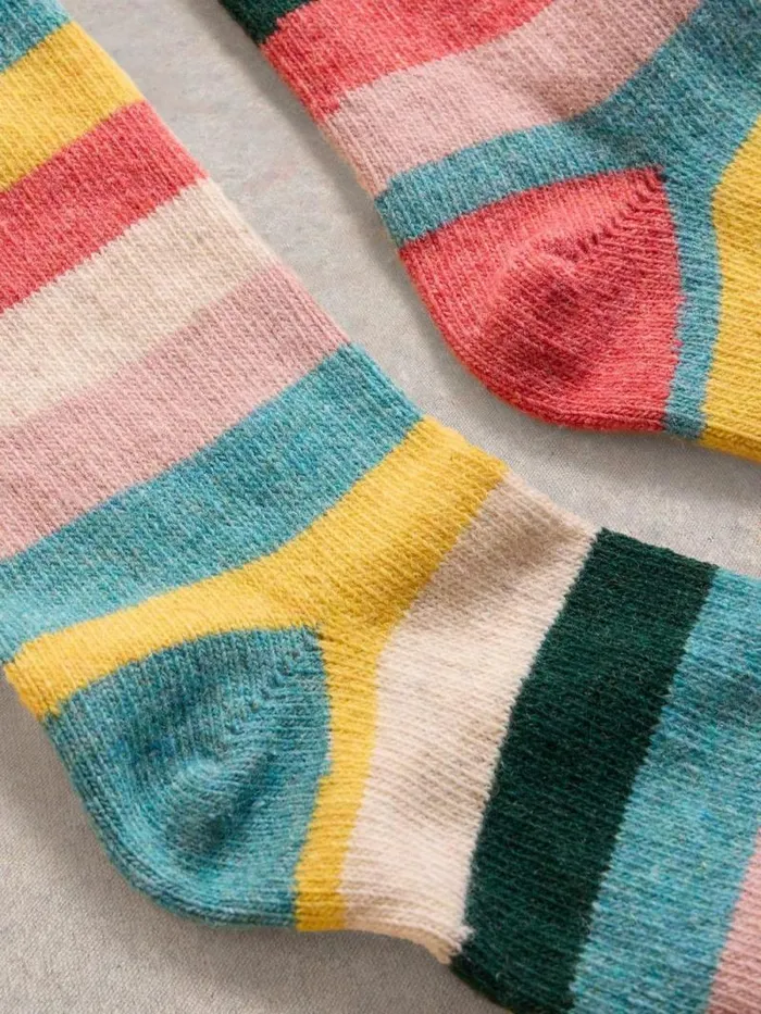 Women Mismatch Stripe Wool Mix Sock Blue Multi White Stuff Socks