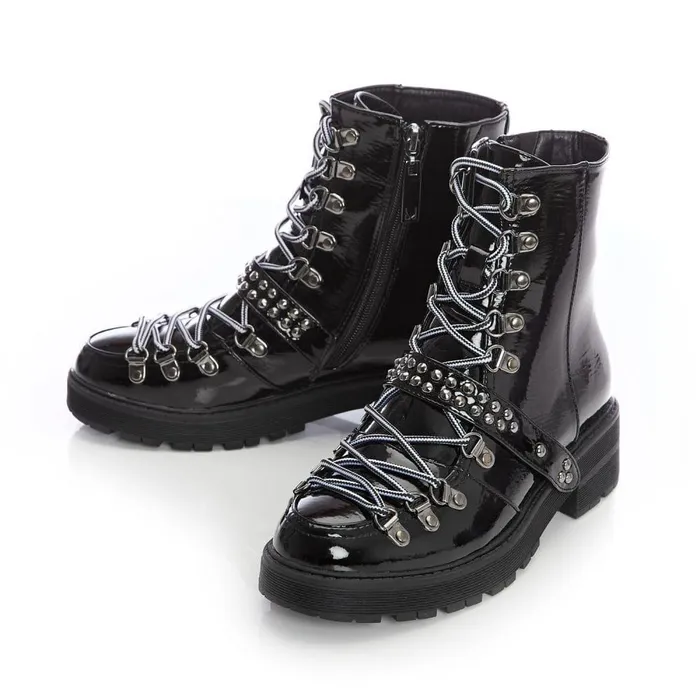 Women Moda In Pelle Black Boots M By Moda Briory Black Patent