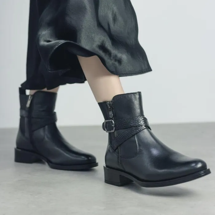 Women Moda In Pelle Black Boots Oloron Black Leather