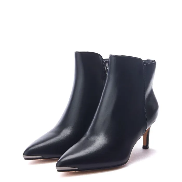 Women Moda In Pelle Black Boots Ponta Black Porvair