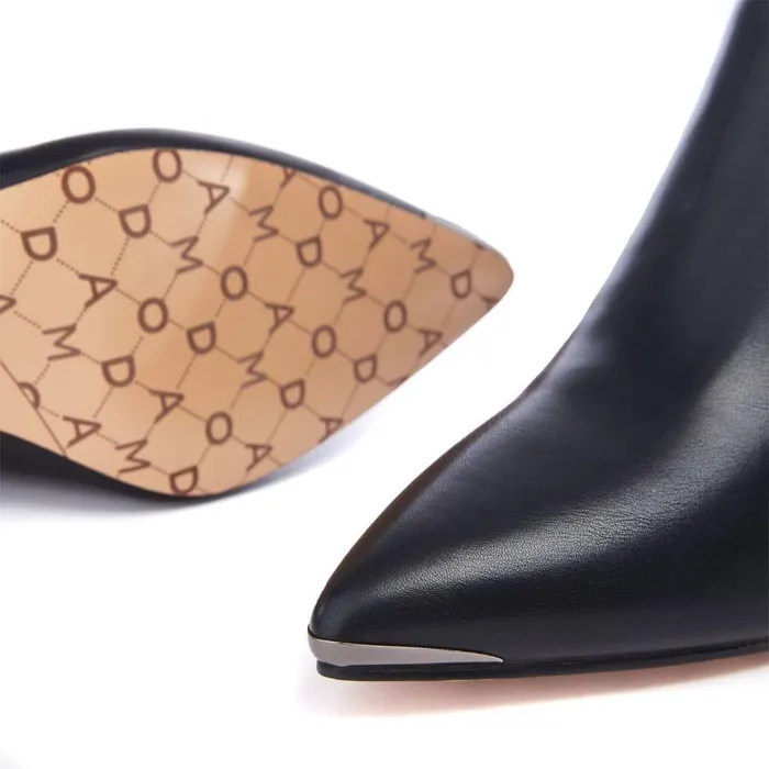 Women Moda In Pelle Black Boots Ponta Black Porvair