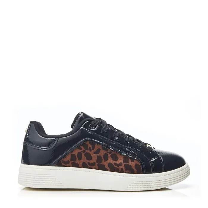 Women Moda In Pelle Black Trainers Bearly Black 8211 Leopard Porvair