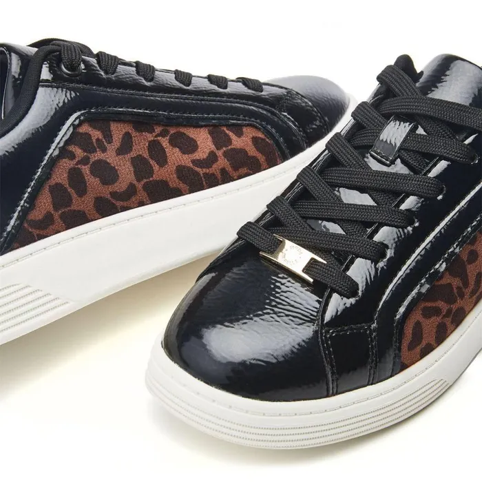 Women Moda In Pelle Black Trainers Bearly Black 8211 Leopard Porvair