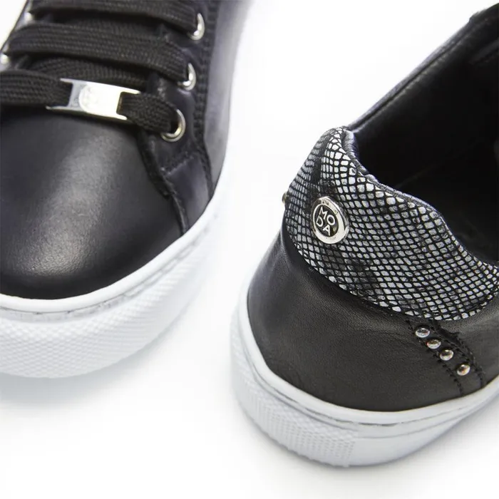 Women Moda In Pelle Black Trainers Bradd Black Leather