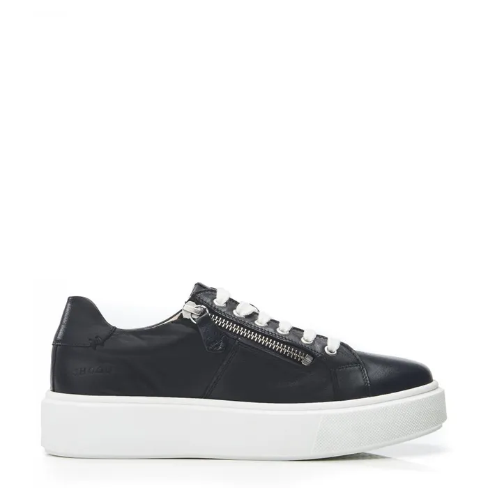 Women Moda In Pelle Black Trainers Shoon Sh Idria Black Leather