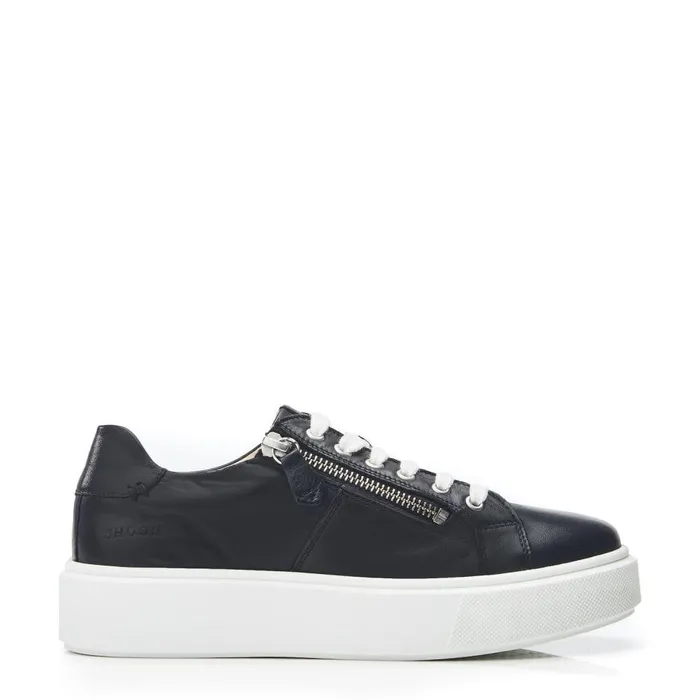Women Moda In Pelle Black Trainers Shoon Sh Idria Black Leather