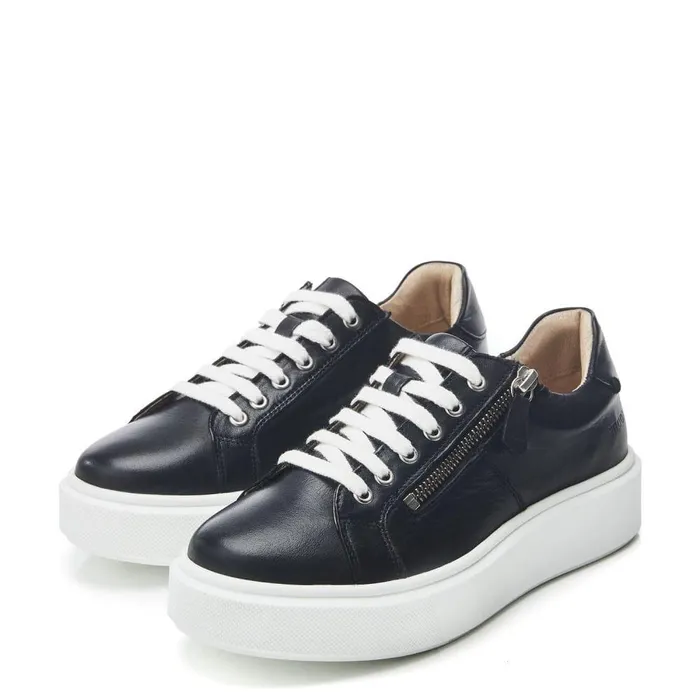 Women Moda In Pelle Black Trainers Shoon Sh Idria Black Leather