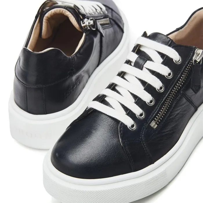 Women Moda In Pelle Black Trainers Shoon Sh Idria Black Leather