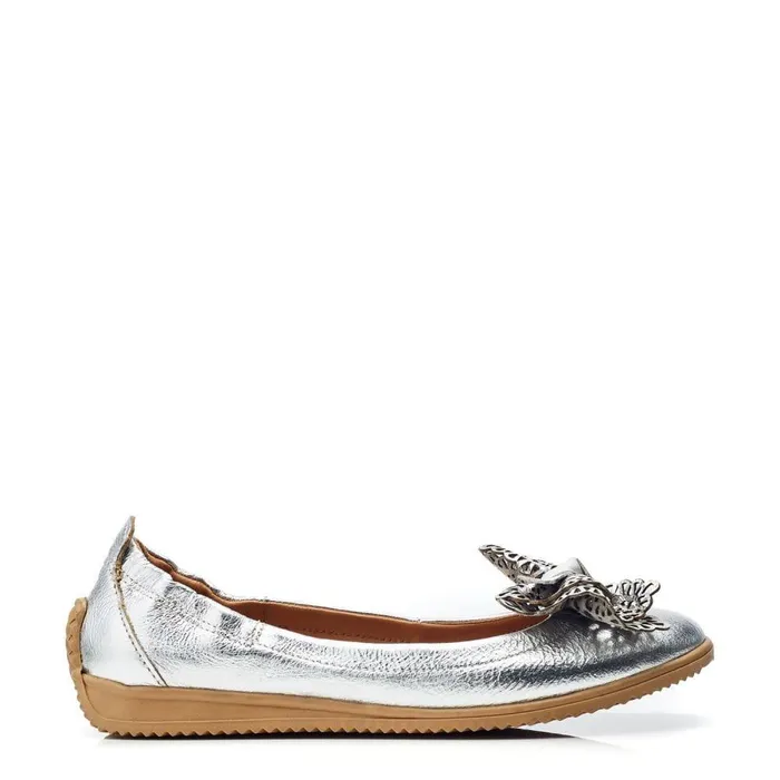Women Moda In Pelle Casual Shoes Elerna Silver Leather