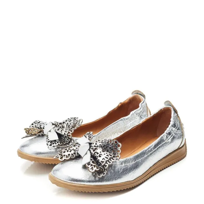 Women Moda In Pelle Casual Shoes Elerna Silver Leather