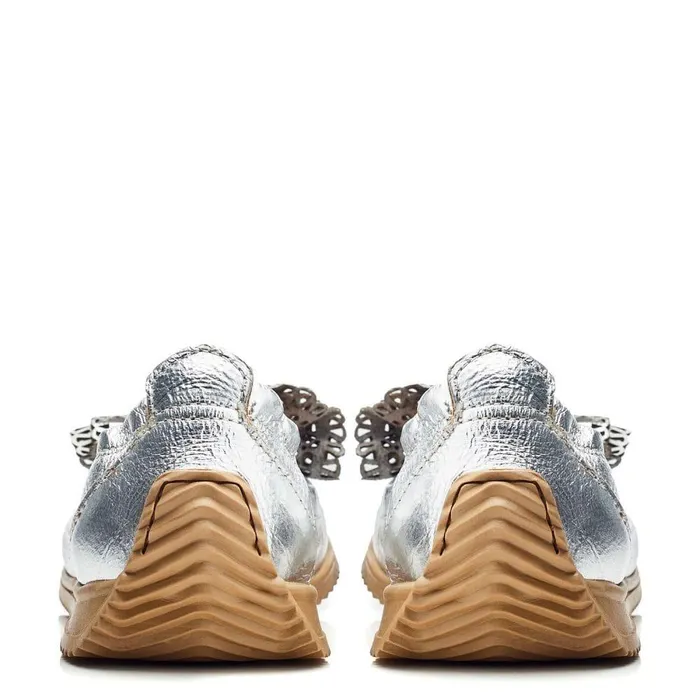 Women Moda In Pelle Casual Shoes Elerna Silver Leather