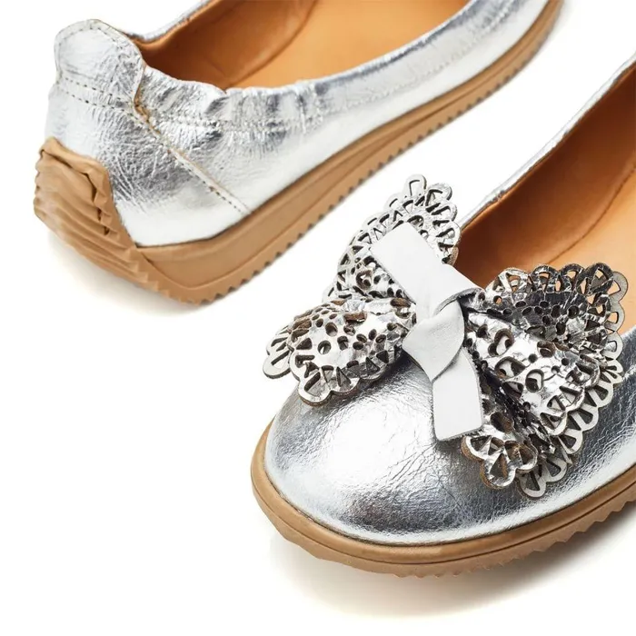 Women Moda In Pelle Casual Shoes Elerna Silver Leather