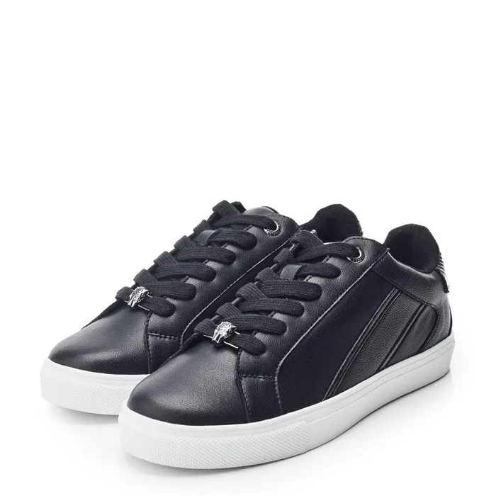 Women Moda In Pelle Casual Trainers Abrini Black Leather