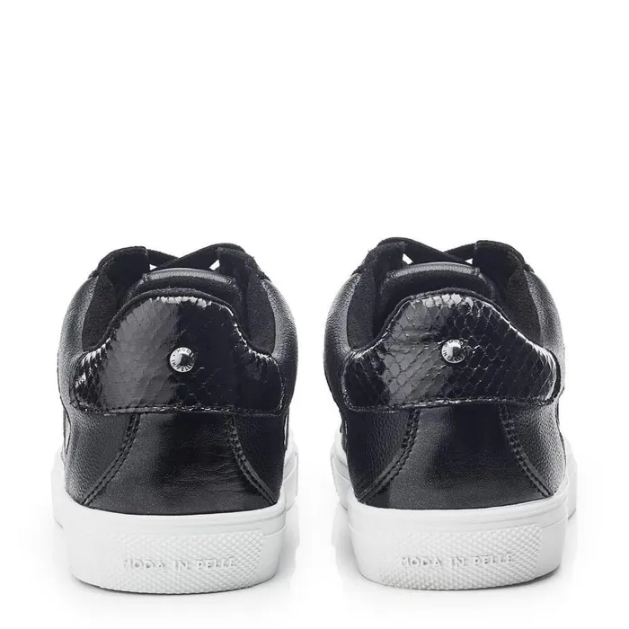 Women Moda In Pelle Casual Trainers Abrini Black Leather