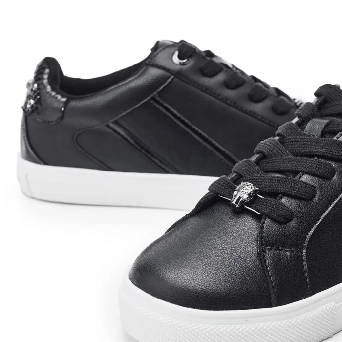 Women Moda In Pelle Casual Trainers Abrini Black Leather