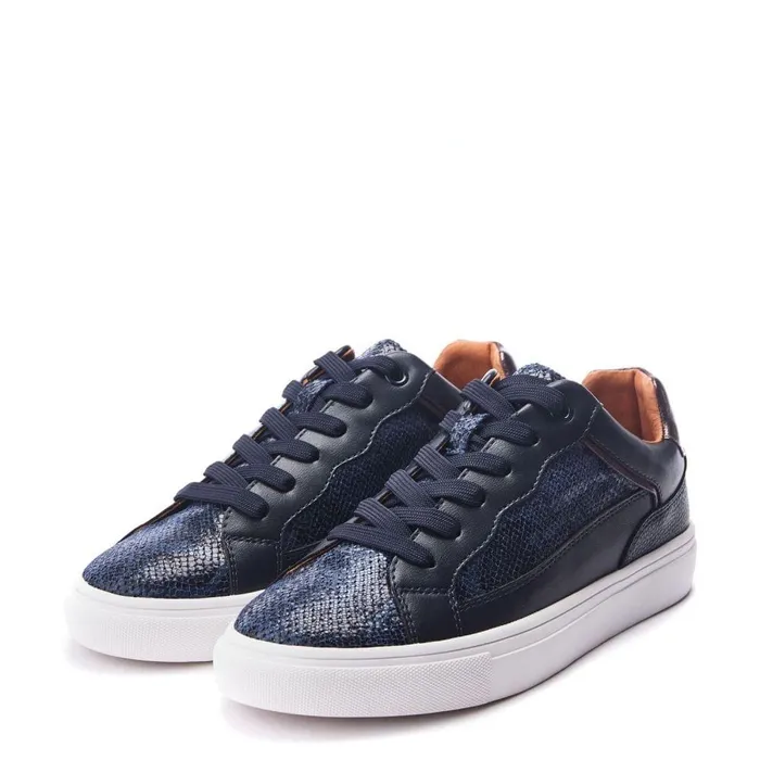 Women Moda In Pelle Casual Trainers Brier Navy Porvair