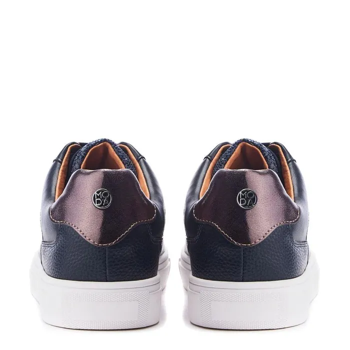 Women Moda In Pelle Casual Trainers Brier Navy Porvair