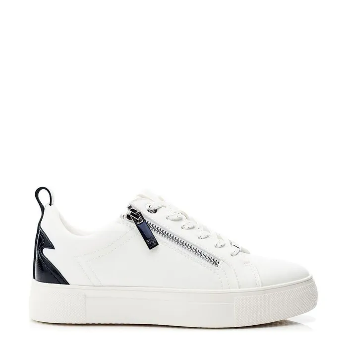 Women Moda In Pelle Casual Trainers Brumath White Black Porvair