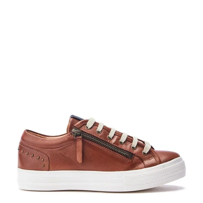Women Moda In Pelle Casual Trainers Faxonn Tan Leather