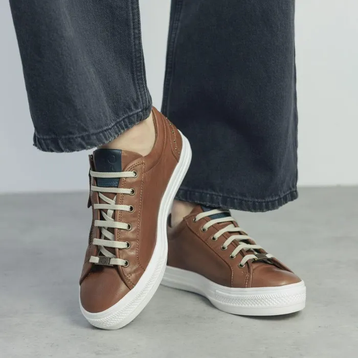 Women Moda In Pelle Casual Trainers Faxonn Tan Leather Women Moda In Pelle Casual Trainers Faxonn Tan Leather