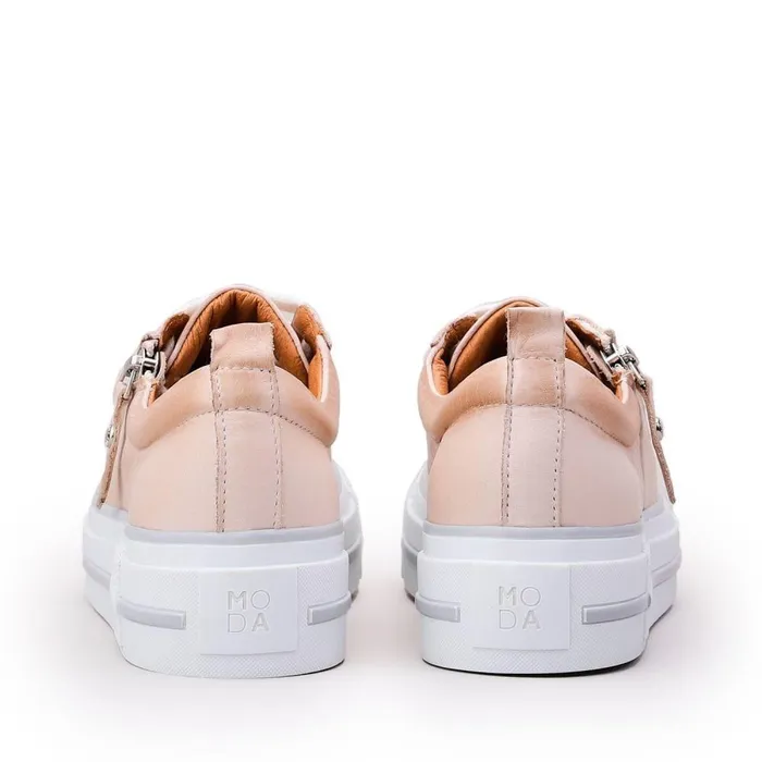 Women Moda In Pelle Casual Trainers Filician Cream Leather