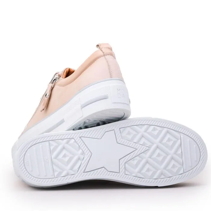 Women Moda In Pelle Casual Trainers Filician Cream Leather
