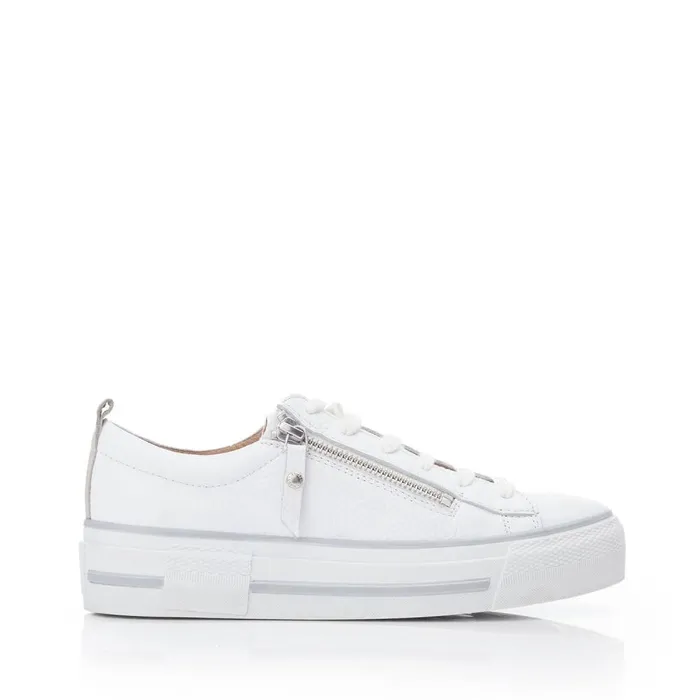Women Moda In Pelle Casual Trainers Filician White Leather