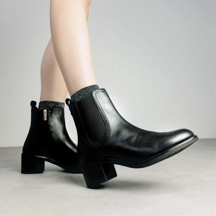 Women Moda In Pelle Chelsea Boots Natele Black Leather