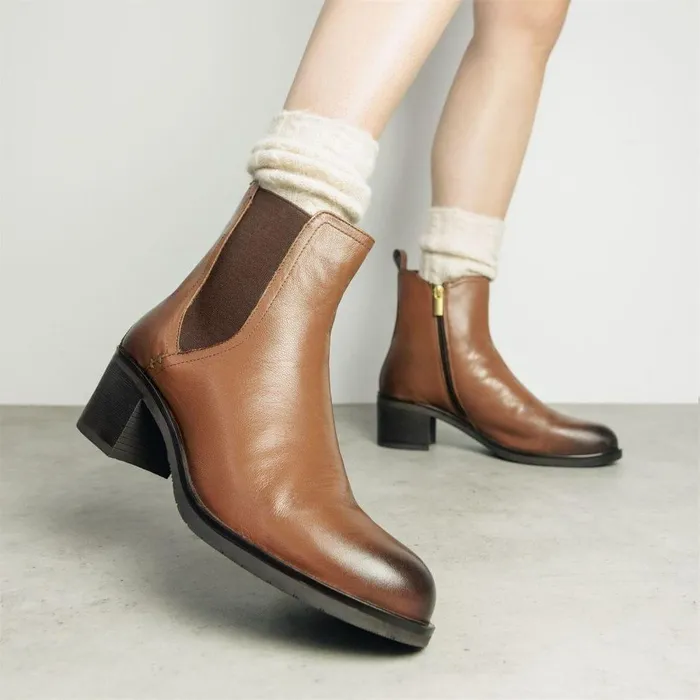 Women Moda In Pelle Chelsea Boots Natele Tan Leather