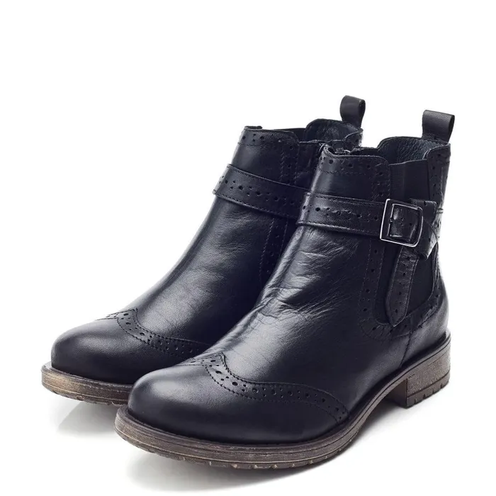 Women Moda In Pelle Chelsea Boots Orset Black Leather