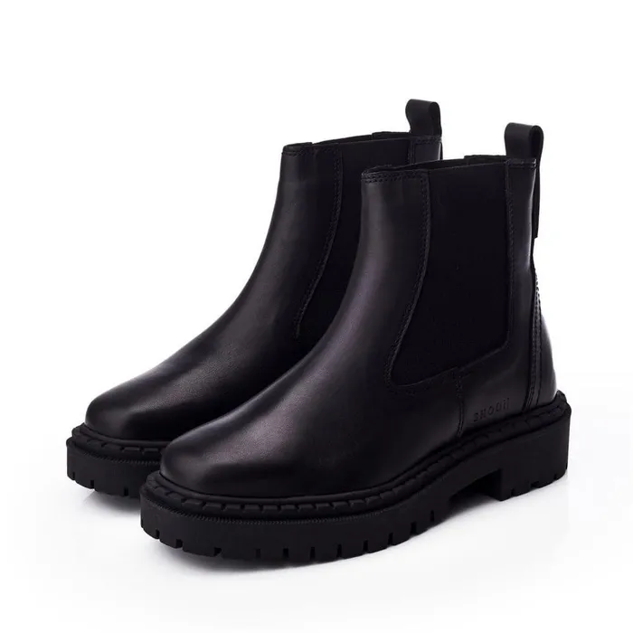 Women Moda In Pelle Chelsea Boots Shoon Sh Santos Black Leather