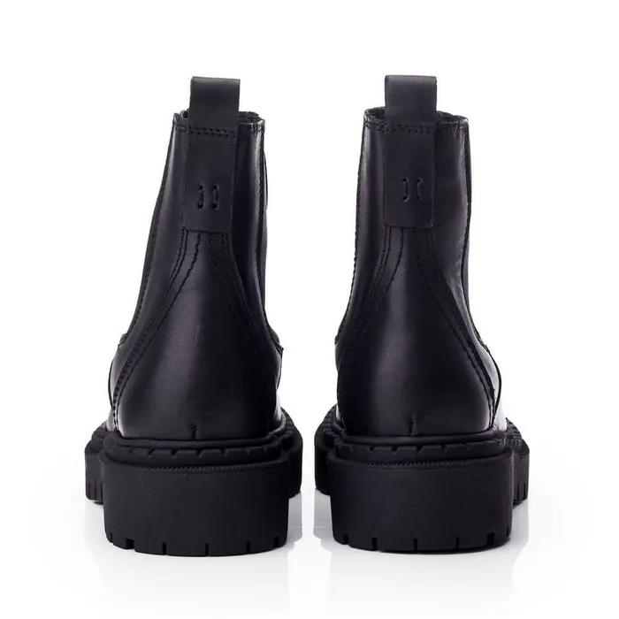 Women Moda In Pelle Chelsea Boots Shoon Sh Santos Black Leather