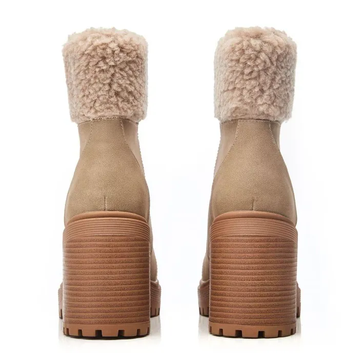 Women Moda In Pelle Chunky Boots Arrya Taupe Protauras