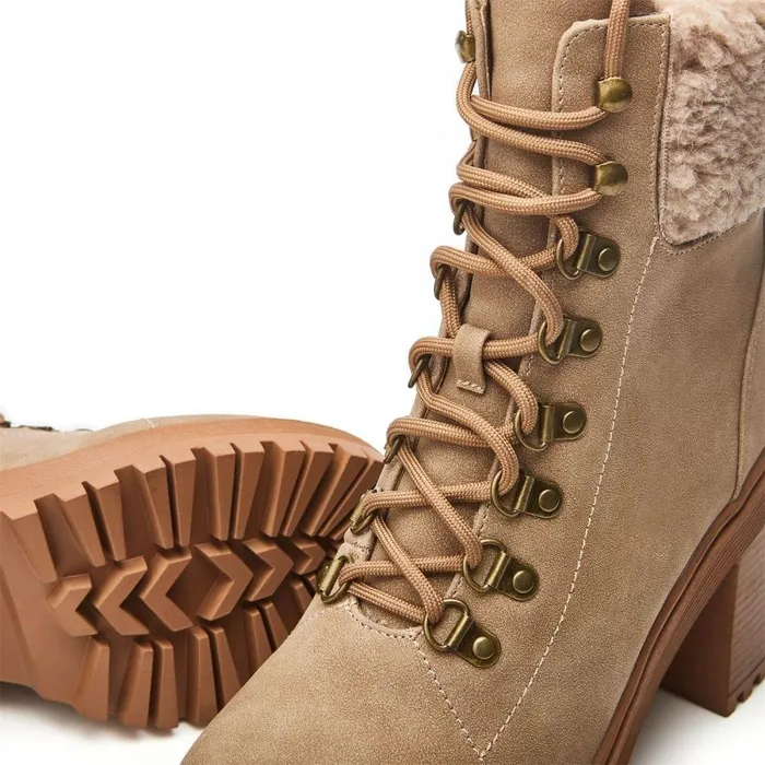 Women Moda In Pelle Chunky Boots Arrya Taupe Protauras