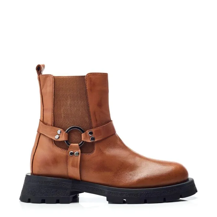 Women Moda In Pelle Chunky Boots Bsoleful BRingo Tan Leather