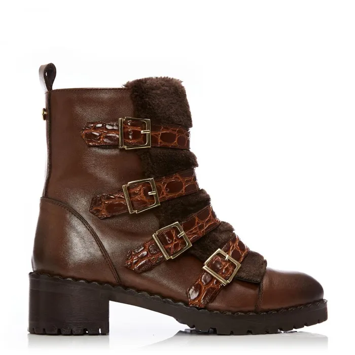 Women Moda In Pelle Chunky Boots Channie Tan Leather