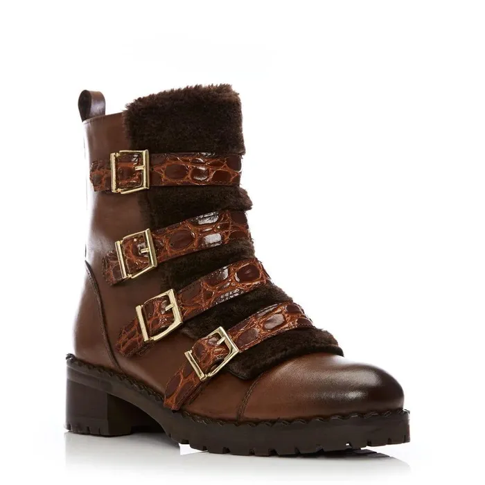Women Moda In Pelle Chunky Boots Channie Tan Leather