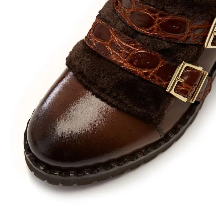 Women Moda In Pelle Chunky Boots Channie Tan Leather