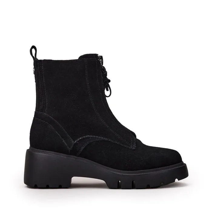 Women Moda In Pelle Chunky Boots Chloee Black Suede