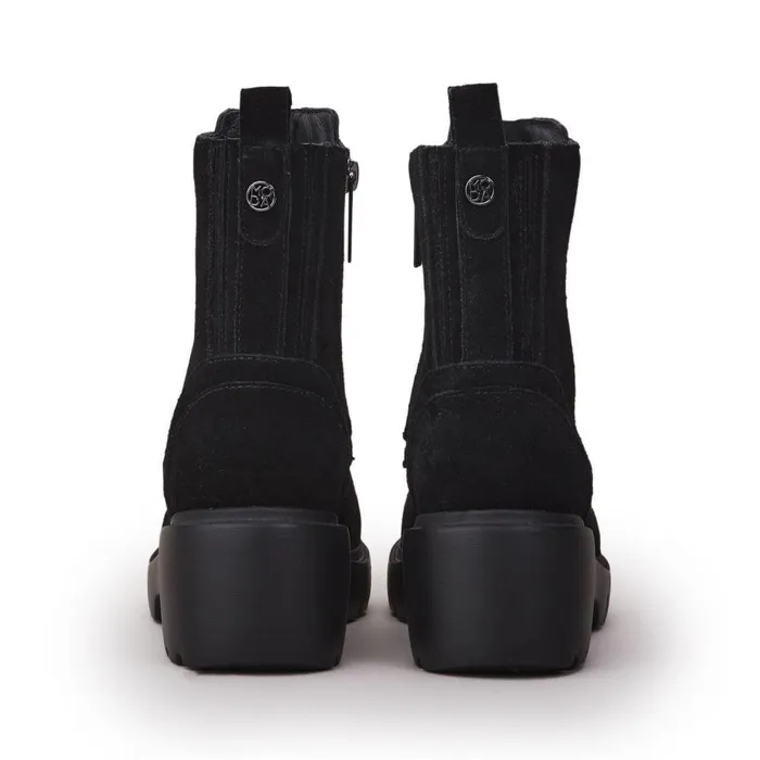 Women Moda In Pelle Chunky Boots Chloee Black Suede
