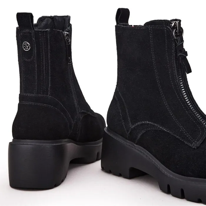 Women Moda In Pelle Chunky Boots Chloee Black Suede