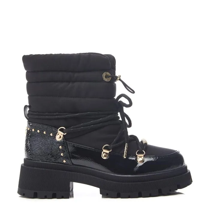 Women Moda In Pelle Chunky Boots Oliwa Black Textile