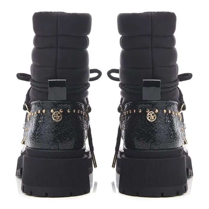 Women Moda In Pelle Chunky Boots Oliwa Black Textile