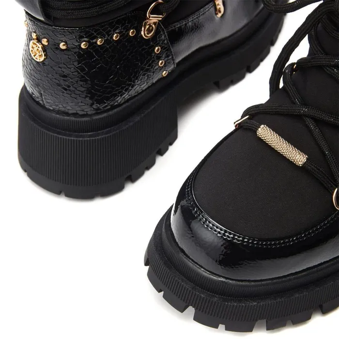 Women Moda In Pelle Chunky Boots Oliwa Black Textile