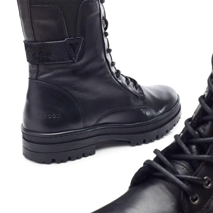 Women Moda In Pelle Chunky Boots Shoon Sh Odcombe Black Leather