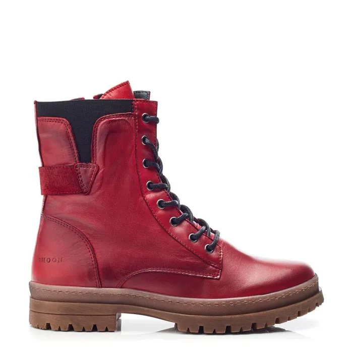 Women Moda In Pelle Chunky Boots Shoon Sh Odcombe Dark Red Leather